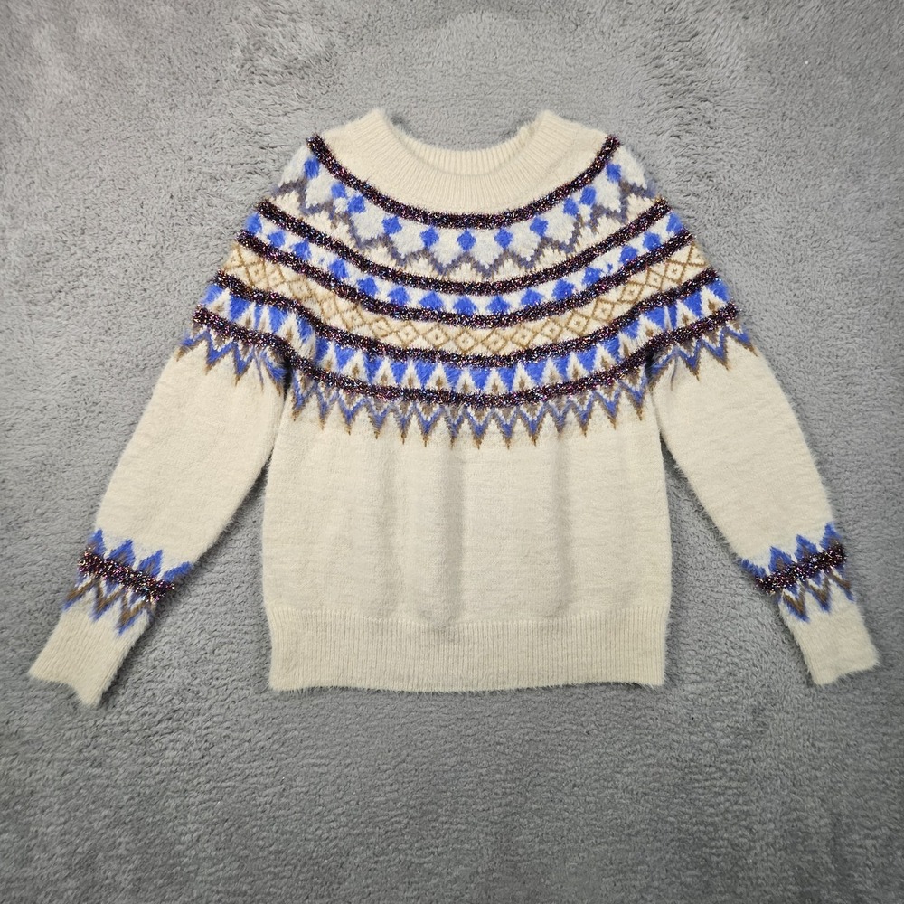 Heartloom Fair Isle Sweater Womens‎ S Metallic Nordic Winter Holiday Festive Ski